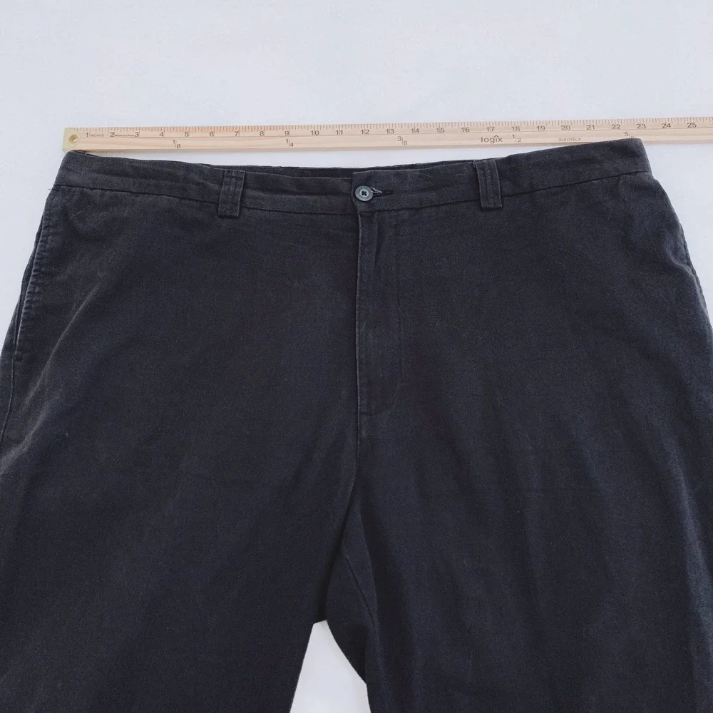 HB Harbor Bay Chino Waist-Relaxer Pants Men 46x32 Black Straight Leg Flat Front